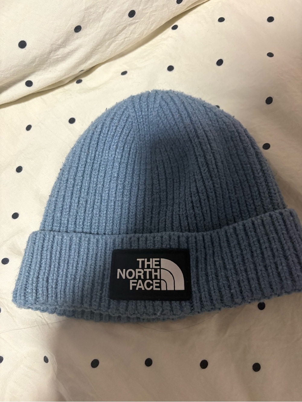 The North Face Light Blue Ribbed Cuffed Beanie